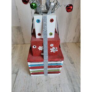 Large metal present candle holder‎ glitter Xmas home decor